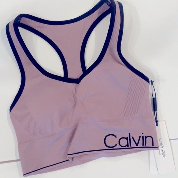 Calvin Klein Performance Womens Purple Medium Impact Workout Sports Bra - Picture 10 of 13